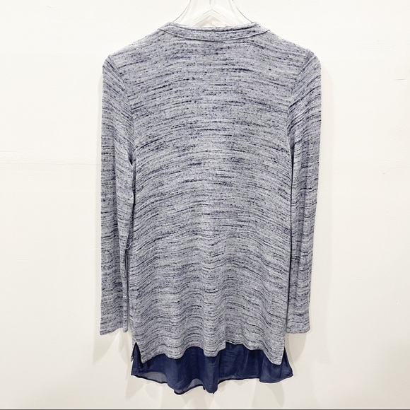Anthropologie Dolan Nomi Cardigan Heathered Blue Button Front Chiffon Hem XS - Picture 3 of 8